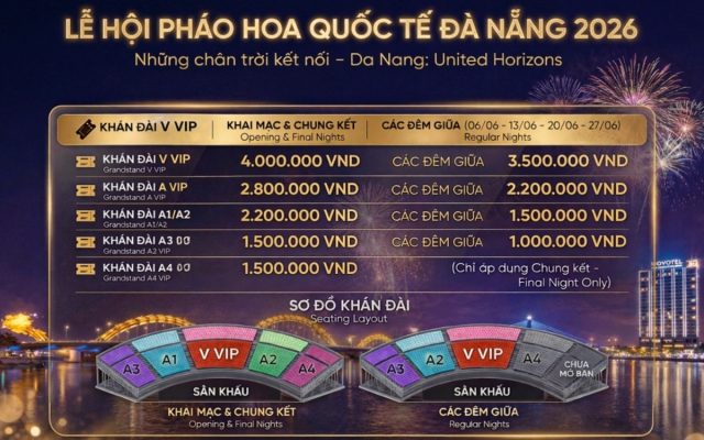 Bảng giá vé Pháo hoa Quốc tế Đà Nẵng chi tiết, đầy đủ và mới nhất!