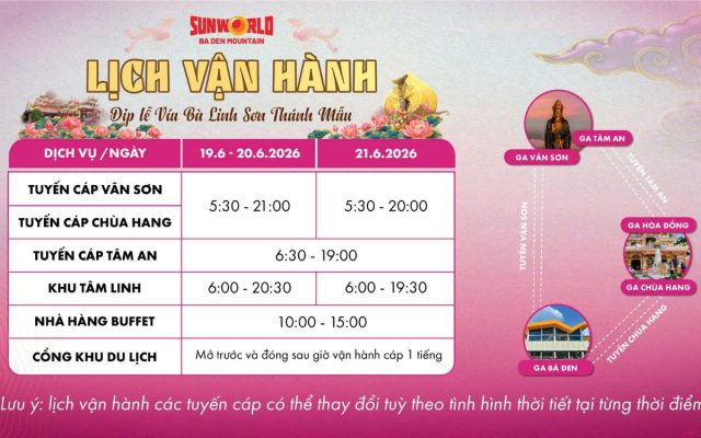 Cáp treo núi Bà Đen giảm hơn 50% kính mừng Lễ Vía Bà