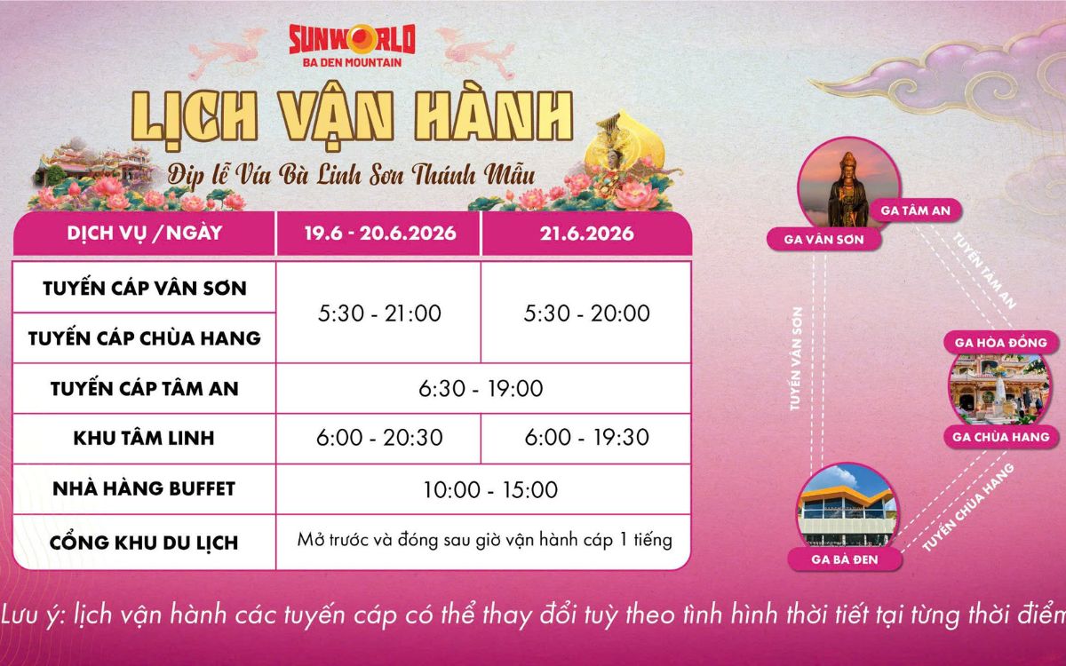 Cáp treo núi Bà Đen giảm hơn 50% kính mừng Lễ Vía Bà